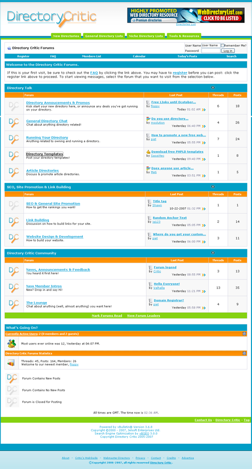 DirectoryCritic Forums Launched